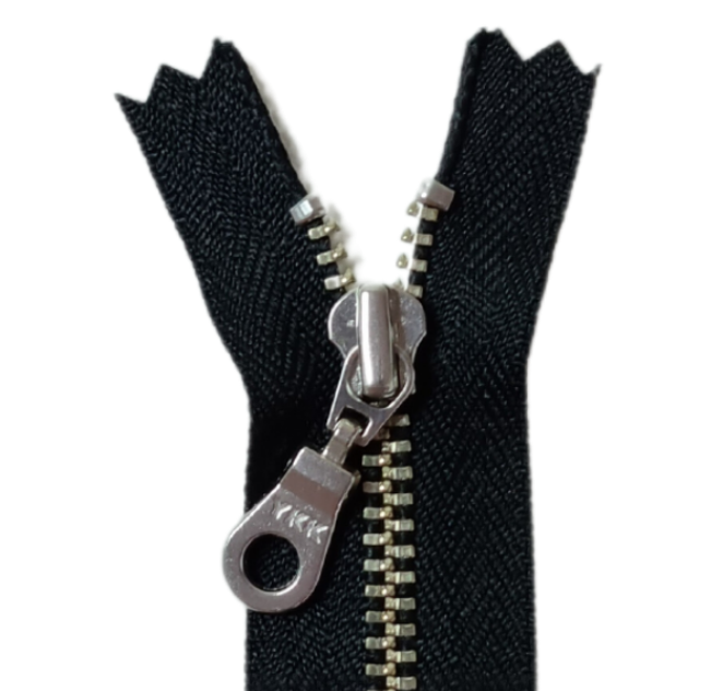 YKK Metal Zip Black with Silver Donut Pull #4.5 - Colour 580