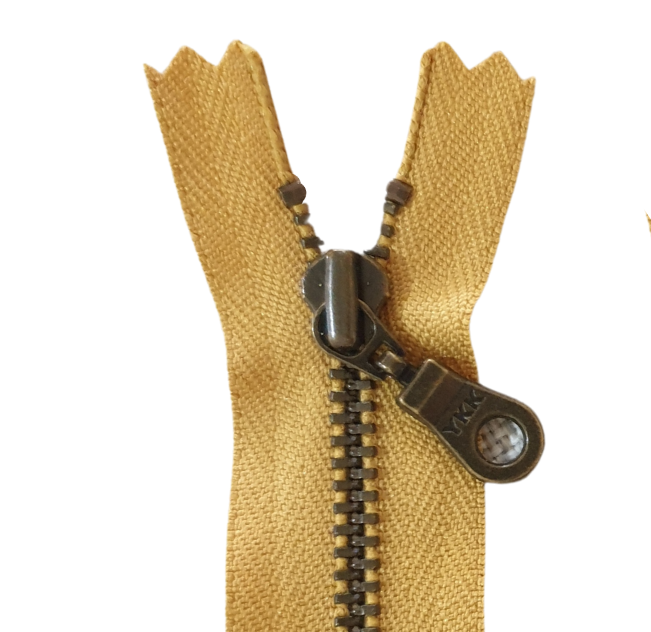 YKK Metal Zip Mustard with Bronze Donut Pull - Colour 828