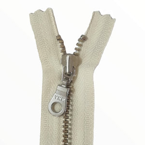 YKK Metal Zip # 4.5 Off White Cream with Silver Donut Pull - Colour 099
