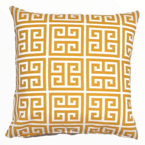 Yellow and White Geometric Cushion