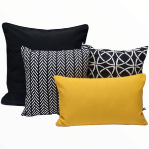 Black and White Herringbone Outdoor Cushion Thread Candy