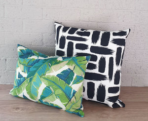 Aqua and Green Leaves Outdoor Cushion Collection