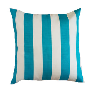 Aqua and White Striped Outdoor Cushion Cover