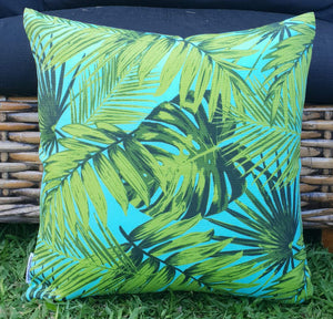 aqua fronds outdoor cushion cover