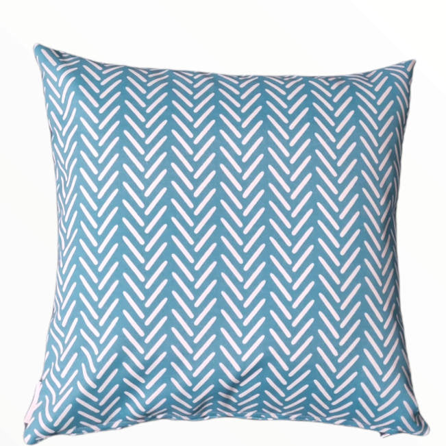 Aqua Herringbone Outdoor Cushion Cover