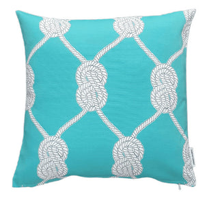 Aqua Nautical Knot Hamptons Style Cushion Cover