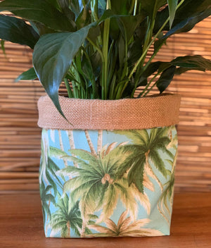 Aqua Palms Fabric Pot Holder Large