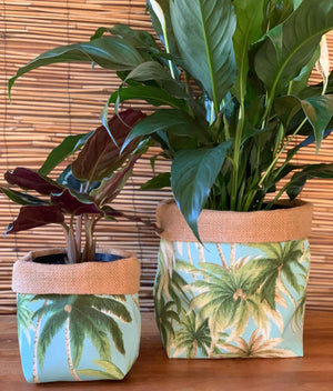 Aqua Palms Fabric Pot Holder