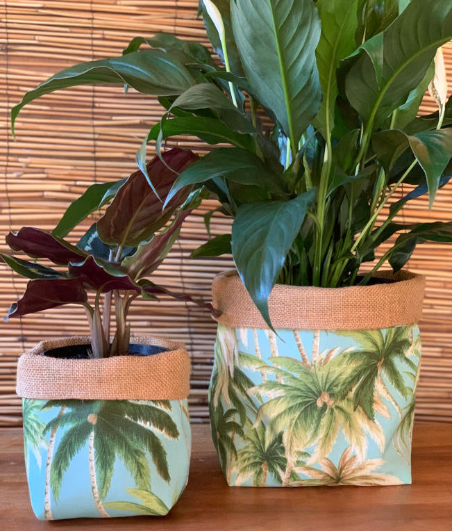 Aqua Palms Fabric Pot Holder