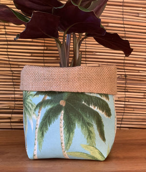 Aqua Palms Fabric Pot Holder Small