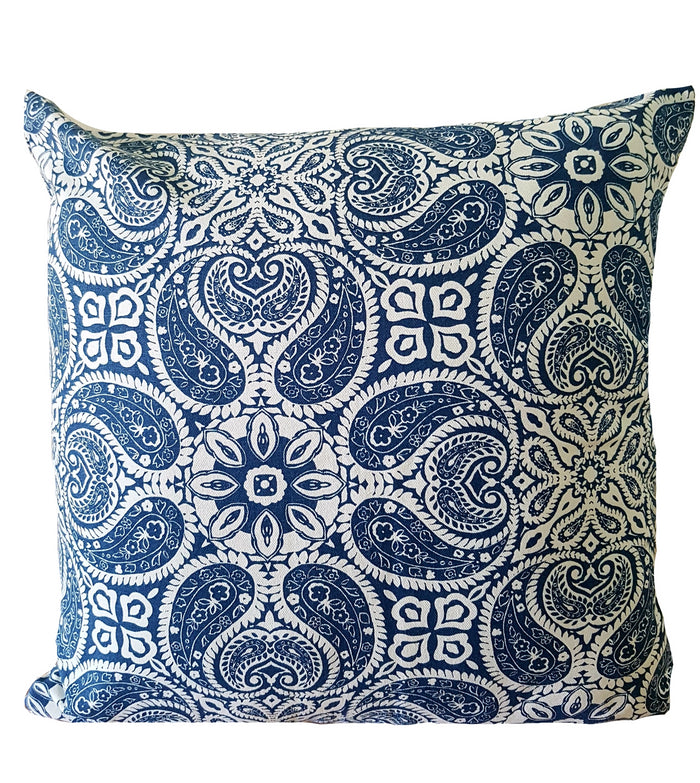 Blue and White Aztec Indoor Cushion Cover