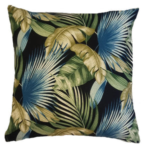 Black and Blue Palms Outdoor Cushion Cover