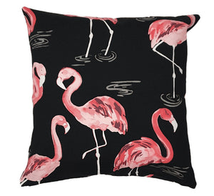 Black and Pink Flamingo Outdoor Cushion Cover