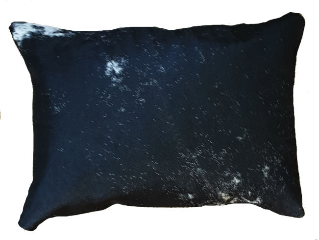 Black and Silver Grey Cowhide Lumbar Cushion Cover 50cm x 35cm