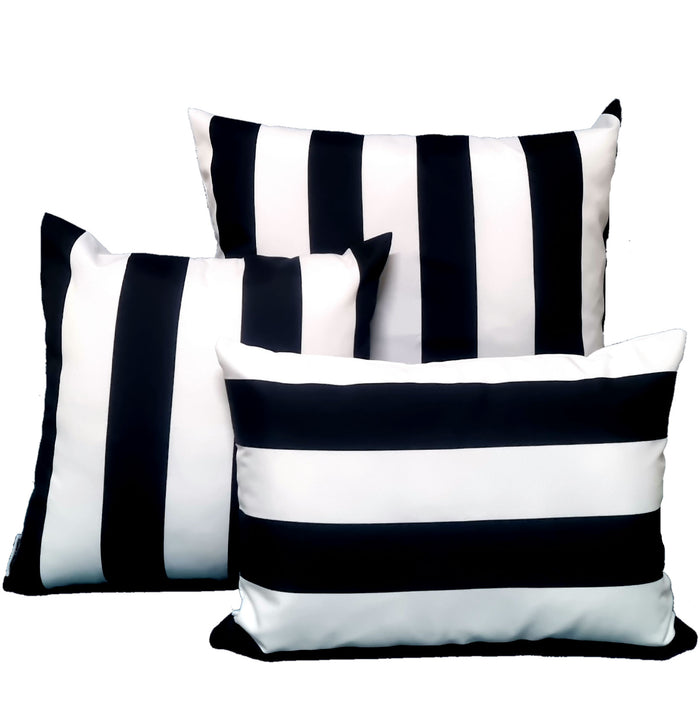 Black and White Striped Outdoor Cushion Cover