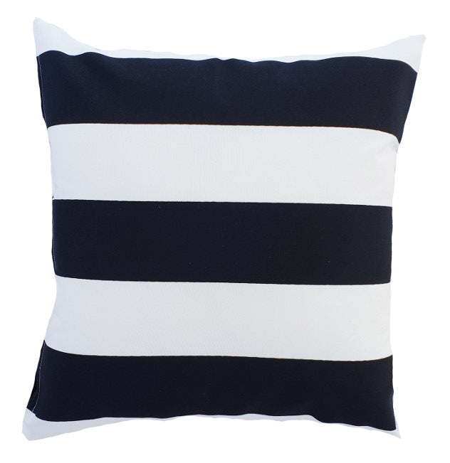 Black and White Horizontal Striped Outdoor Cushion Cover