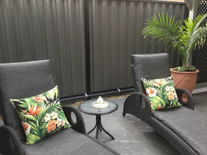 Black Hibiscus Floral outdoor cushion cover