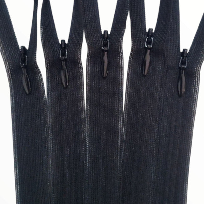 Invisible YKK 45cm (18") Black # 2 Closed End Zipper (Colour 580) - Bulk Amount