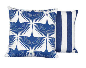 Blue and White Birds Outdoor Cushion Cover