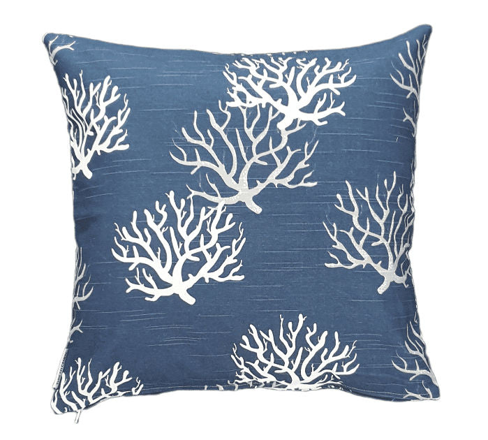 Blue and White Coral Indoor Cushion Cover