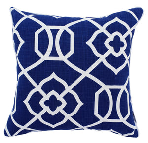 Blue and white hamptons style geometric cushion cover