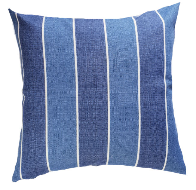Hamptons Style Wide Blue Stripes Indoor/Outdoor Cushion Cover
