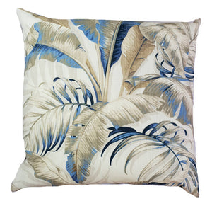 Tropical Blue/Grey Banana Leaves Indoor Cushion Cover