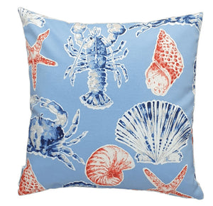 Blue Crab and Seashells Outdoor Cushion Cover