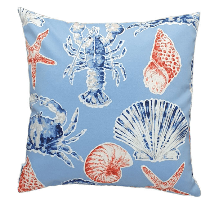 Blue Crab and Seashells Outdoor Cushion Cover