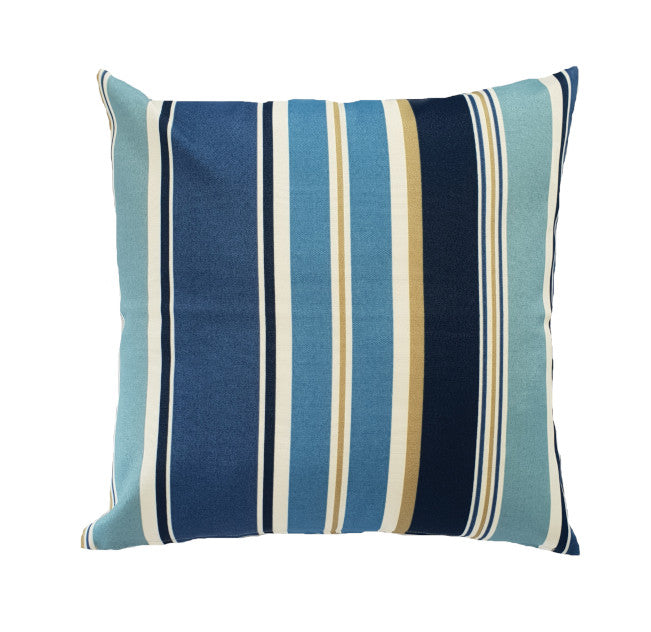 Rich Blue and Gold Nautical Stripe Outdoor Cushion Cover