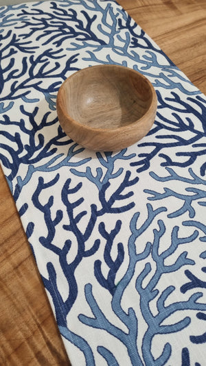 Blue Hamptons Style Coral Table Runner
