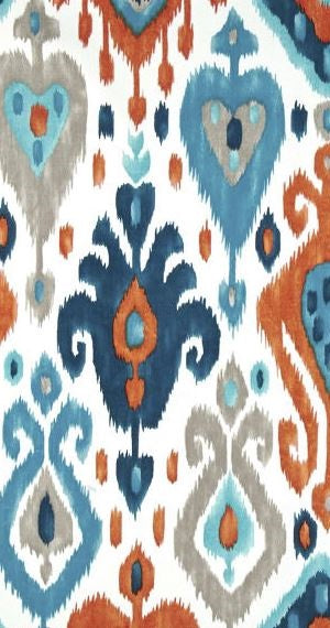 Blue and Orange Pasco Ikat Table Runner