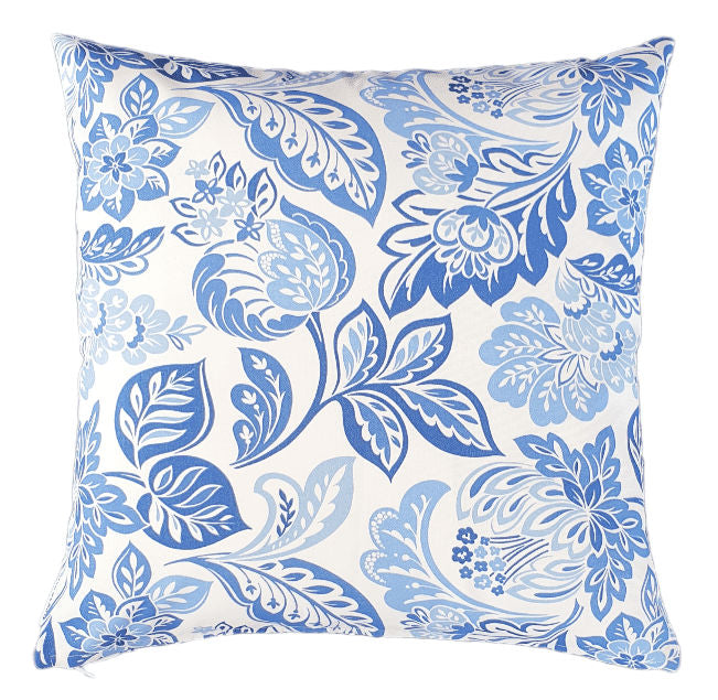 Blue and White Paisley Floral Outdoor Cushion Cover