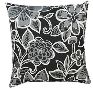 Bold Black and White Flowers Outdoor Cushion Cover