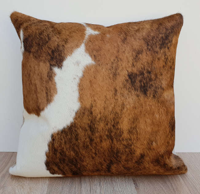 Brown and White Brindle Cowhide Cushion 45cm