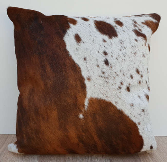 Branded "2" Brown and White Cowhide Cushion 45cm