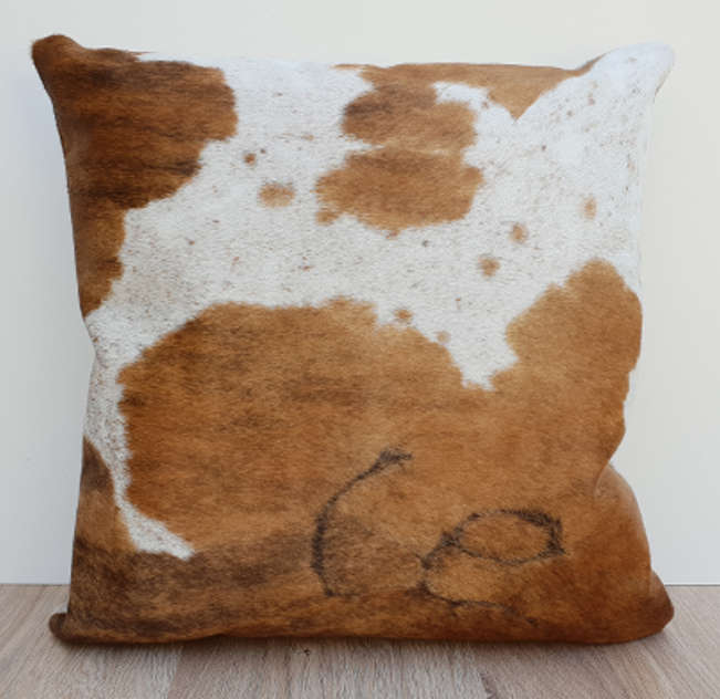 Brown and White Brindle Cowhide Cushion 45cm