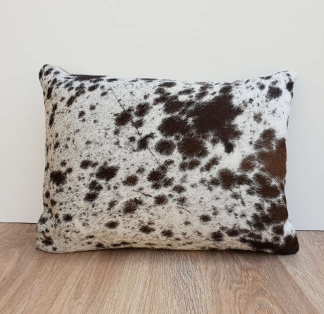 Chocolate Brown and White Cowhide Cushion 50cm x 35cm