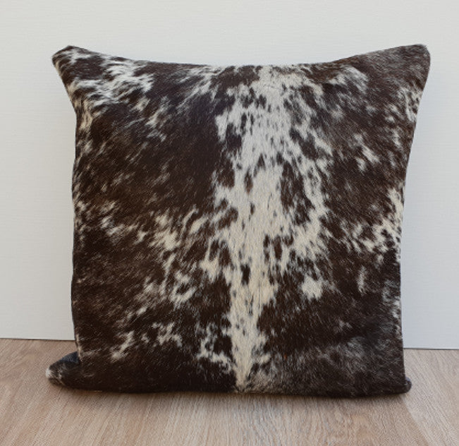 Chocolate Brown and White Speckled Cowhide Cushion 45cm x 45cm