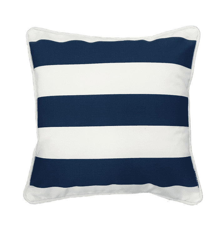Navy and White Horizontal Striped Outdoor Cushion Thread Candy