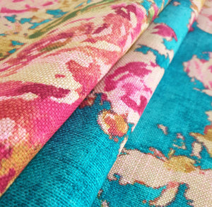 Floral Teal and Fuchsia Indoor Cushion Cover