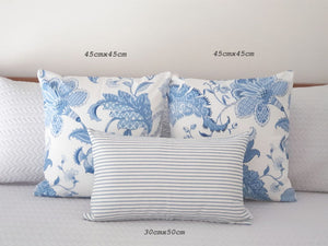 Crisp White and Blue Jacobean Cushion Collection