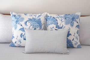 Crisp White and Blue Jacobean Cushion Collection