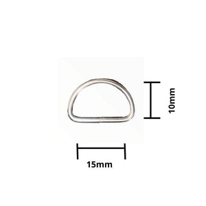 D-Ring 15mm Silver - 10 Pk