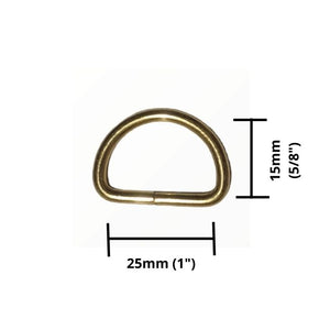 D-Ring 25mm (1") Gold - 10 Pk