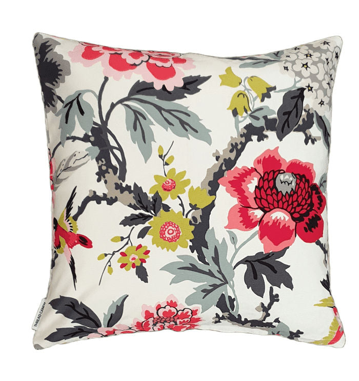 Delicate Red Floral Indoor Cushion Cover
