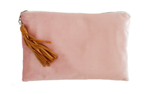 Dusty Pink Velvet Clutch with tassel