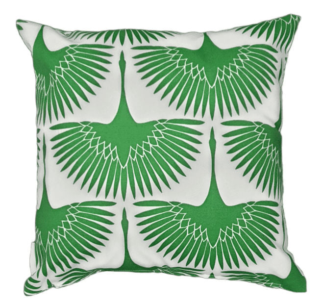 Green and White Birds Outdoor Cushion Cover