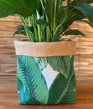 Swaying Palms Green Fabric Pot Holder Large