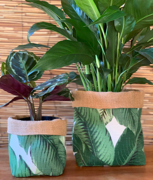 fabric plant pot holders Swaying Palms Green Fabric Pot Holder – Thread Candy